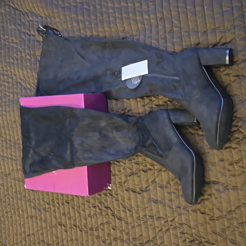 NWT - Wide Calf Suede Boots 3" Heel